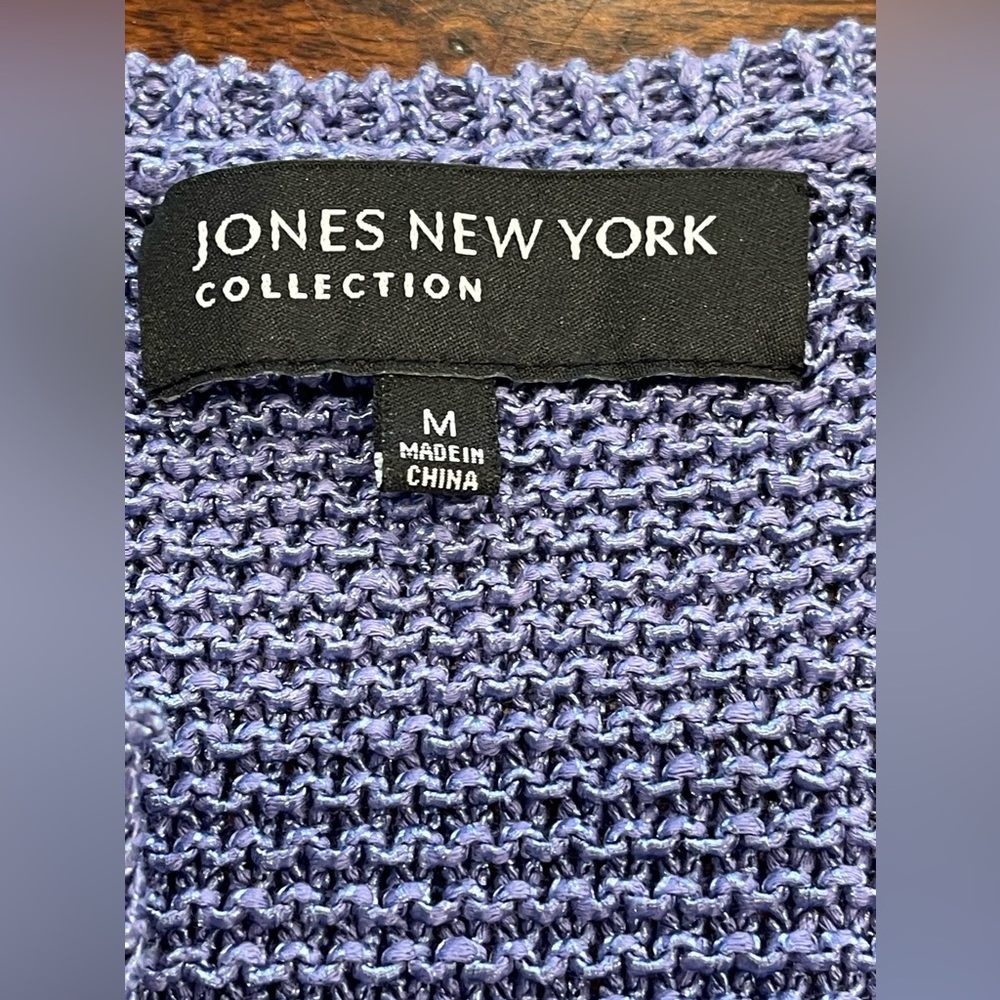 Jones New York cornflower blue deep V one button sweater vest ladies size medium - Picture 7 of 13